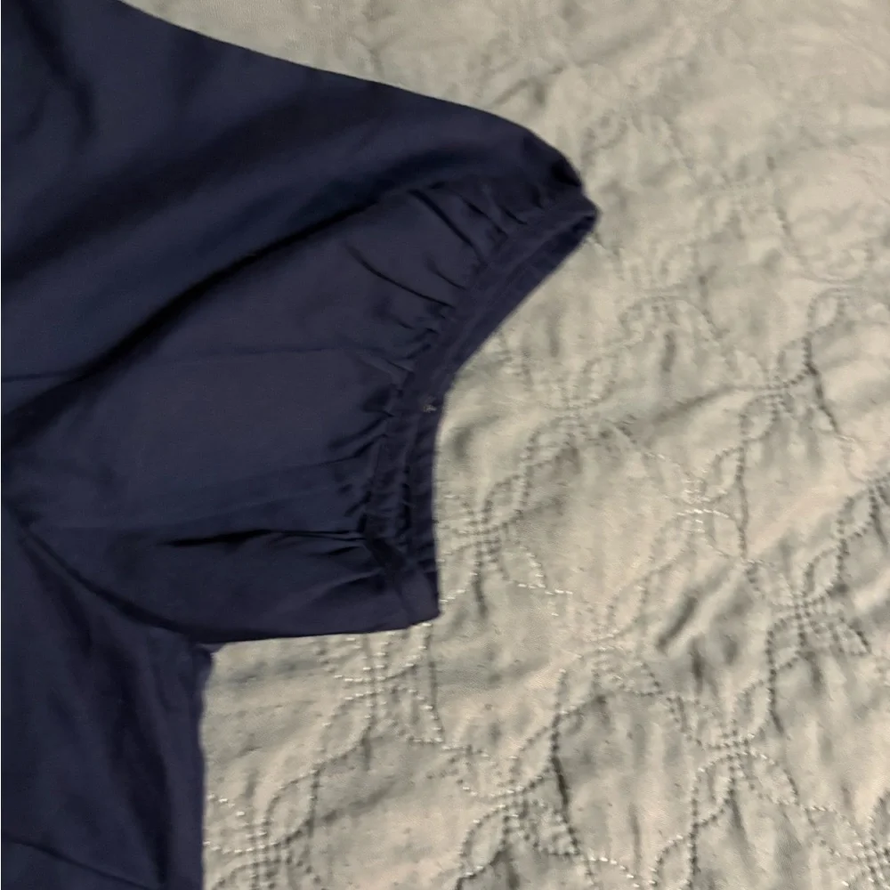 NWT Madewell Women's Navy Blue Ruffle-Tiered Short Sleeve V Neck Dress Size 12